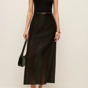 NWT_ COMMENSE Semi-Sheer Slit-Back Skirt